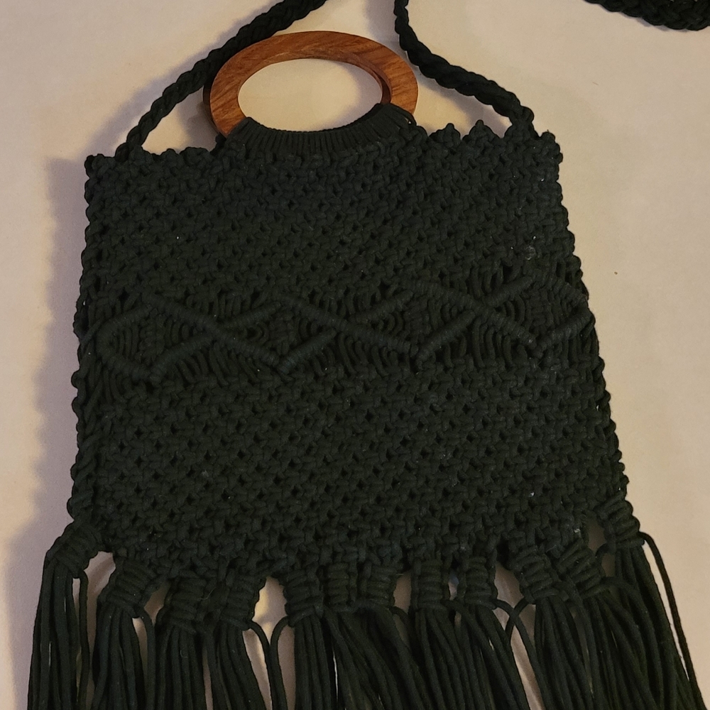Danielle Nicole Black Macrame Crossbody Bag With … - image 6